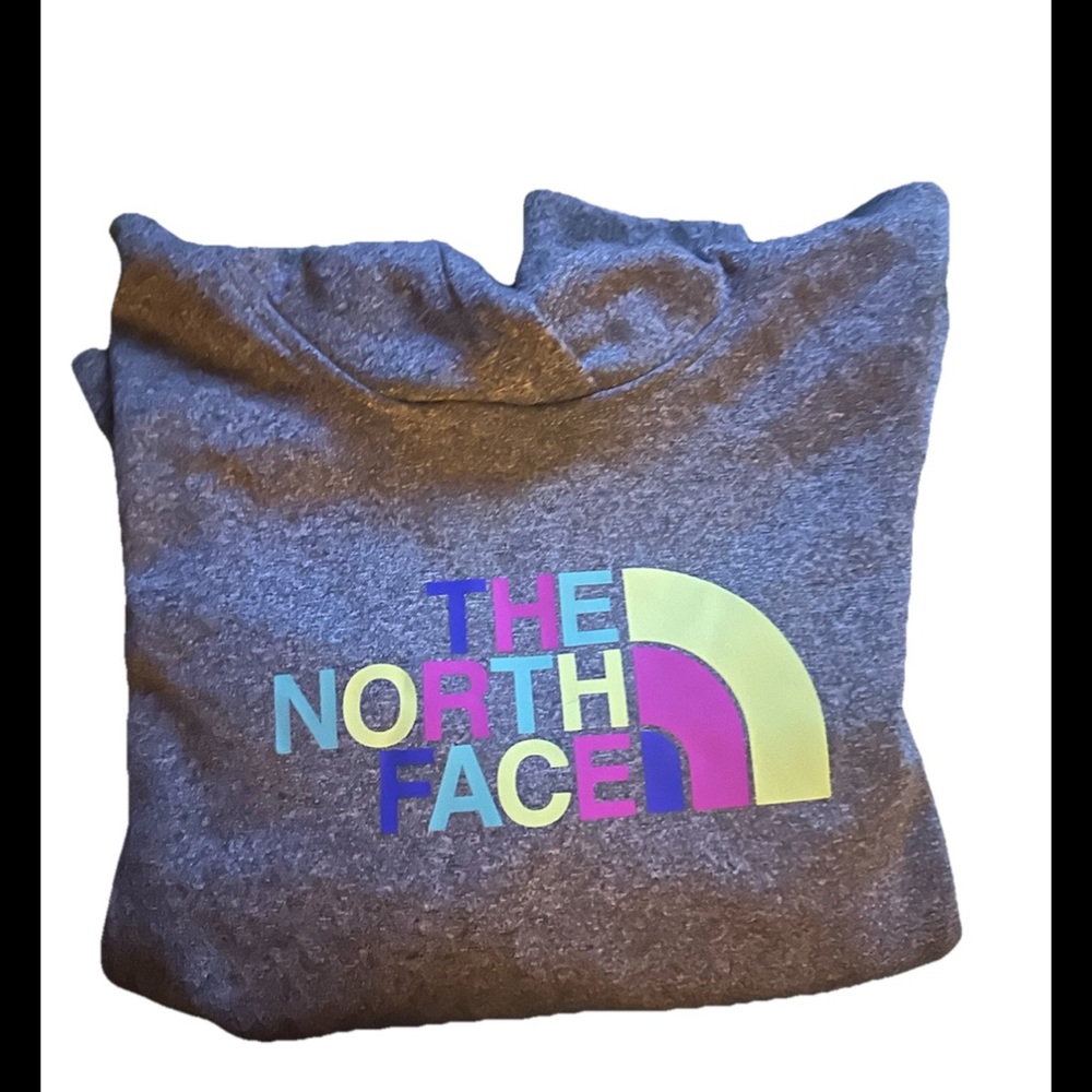 The North Face Women’s Gray Neon Rainbow Logo Pullover Hoodie Size Small
